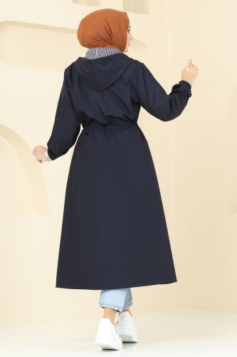 moda selvim Trenchcoat 1005MSA980 Navy Blue - Thumbnail