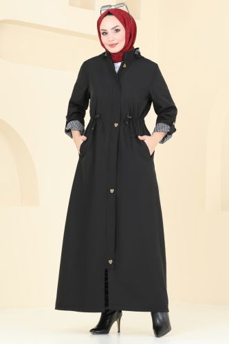 moda selvim Trenchcoat 1006MSA980 Black - Thumbnail