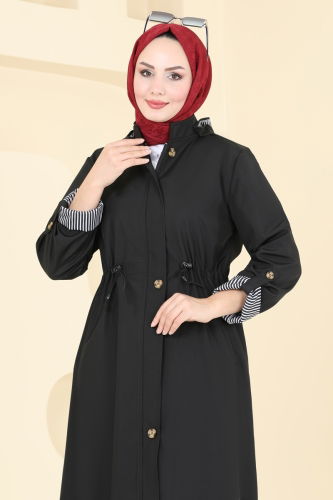 moda selvim Trenchcoat 1006MSA980 Black - Thumbnail