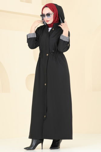 moda selvim Trenchcoat 1006MSA980 Black - Thumbnail