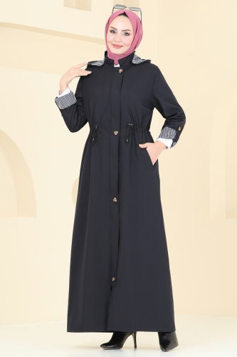 moda selvim Trenchcoat 1006MSA980 Navy Blue - Thumbnail