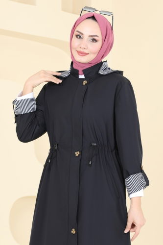 moda selvim Trenchcoat 1006MSA980 Navy Blue - Thumbnail