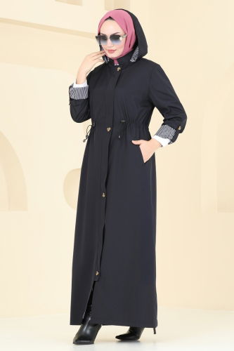 moda selvim Trenchcoat 1006MSA980 Navy Blue - Thumbnail