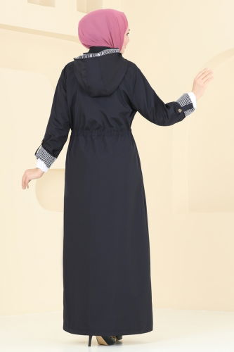 moda selvim Trenchcoat 1006MSA980 Navy Blue - Thumbnail