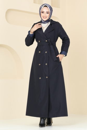 moda selvim Trenchcoat 124EMS872 Navy Blue - Thumbnail