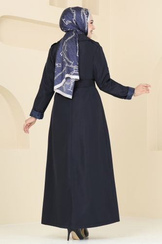 moda selvim Trenchcoat 124EMS872 Navy Blue - Thumbnail