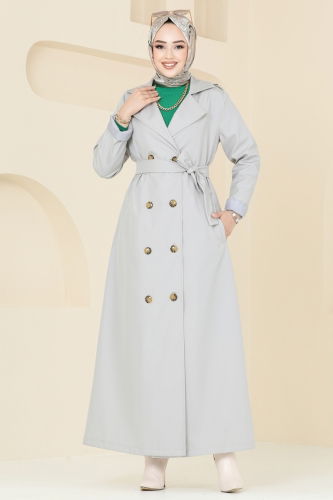 moda selvim Trenchcoat 124EMS872 Stone - Thumbnail