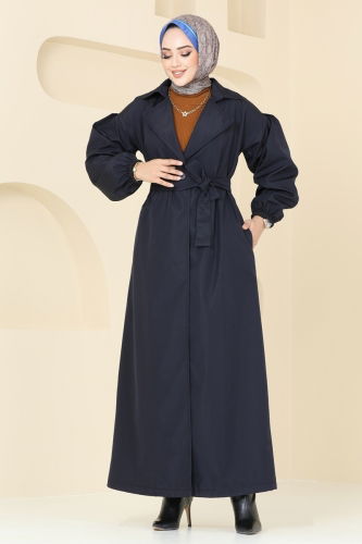 moda selvim Trenchcoat 125EMS872 Navy Blue - Thumbnail