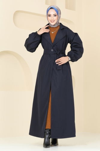 moda selvim Trenchcoat 125EMS872 Navy Blue - Thumbnail