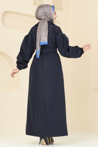 moda selvim Trenchcoat 125EMS872 Navy Blue - Thumbnail