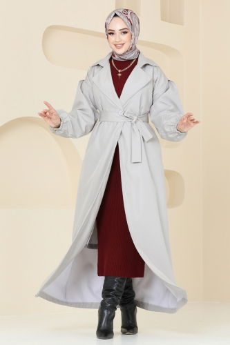 moda selvim Trenchcoat 125EMS872 Stone - Thumbnail