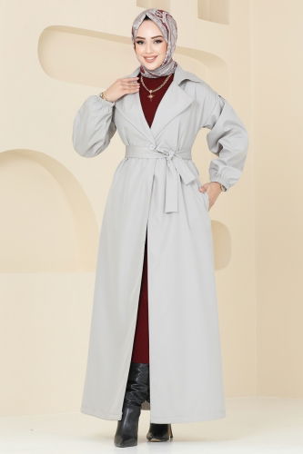 moda selvim Trenchcoat 125EMS872 Stone - Thumbnail