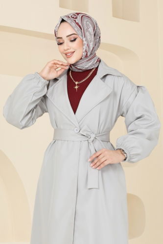 moda selvim Trenchcoat 125EMS872 Stone - Thumbnail