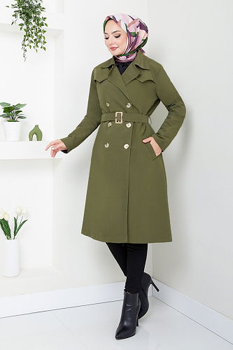 moda selvim TRENCHCOAT 16122BSK984-M Khaki - Thumbnail