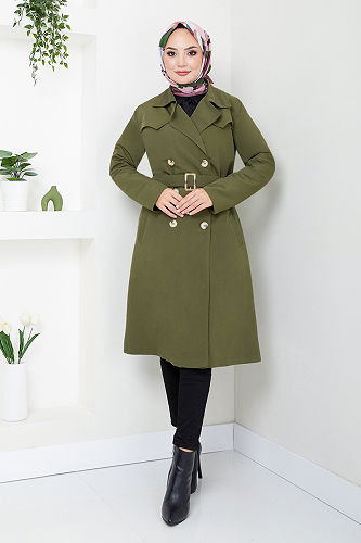 moda selvim TRENCHCOAT 16122BSK984-M Khaki - Thumbnail