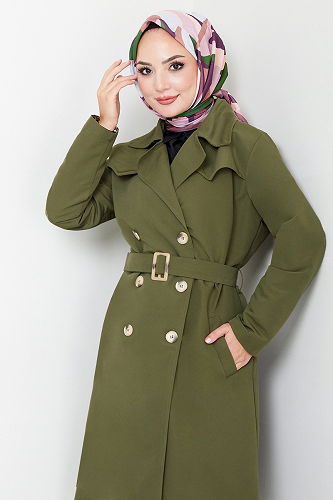 moda selvim TRENCHCOAT 16122BSK984-M Khaki - Thumbnail