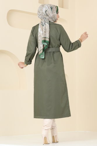 moda selvim Trenchcoat 1955TEG847 Khaki - Thumbnail