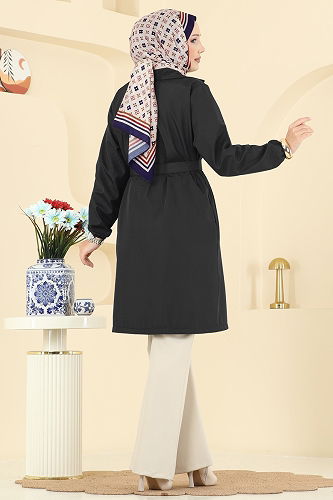 moda selvim Trenchcoat 21195MPR1163 Black - Thumbnail