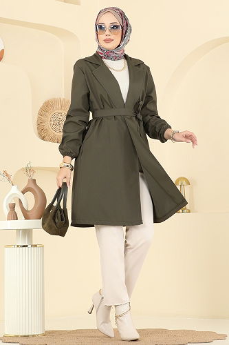 moda selvim Trenchcoat 21195MPR1163 Khaki - Thumbnail