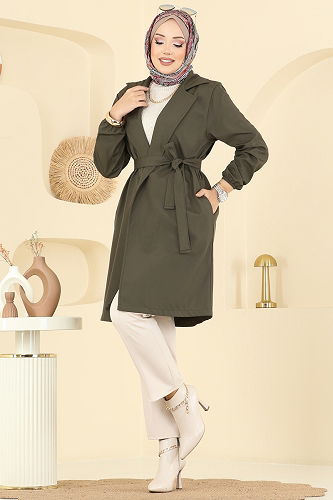 moda selvim Trenchcoat 21195MPR1163 Khaki - Thumbnail