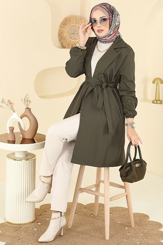 moda selvim ترانشكوت اخضر عفني 21195MPR1163 - Thumbnail