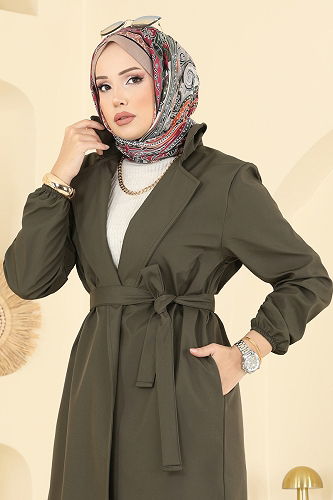 moda selvim ترانشكوت اخضر عفني 21195MPR1163 - Thumbnail