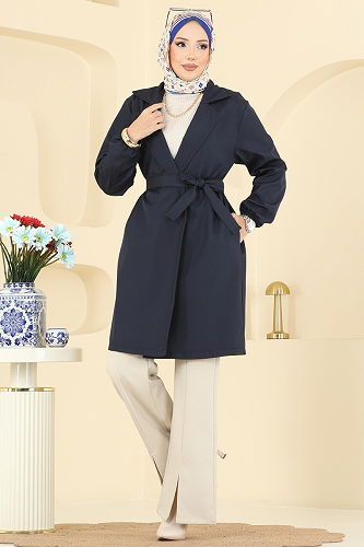 moda selvim Trenchcoat 21195MPR1163 Navy Blue - Thumbnail
