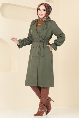 moda selvim Trenchcoat 2170TEG847 Khaki - Thumbnail