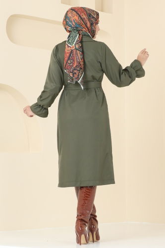 moda selvim Trenchcoat 2170TEG847 Khaki - Thumbnail