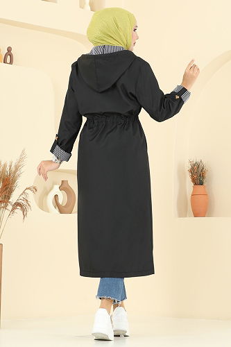 moda selvim Trenchcoat 2511MSA980 Black - Thumbnail
