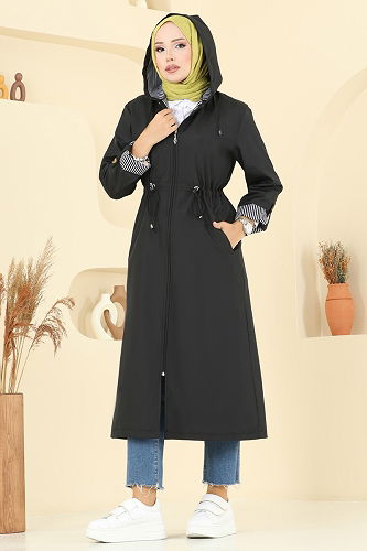 moda selvim Trenchcoat 2511MSA980 Black - Thumbnail