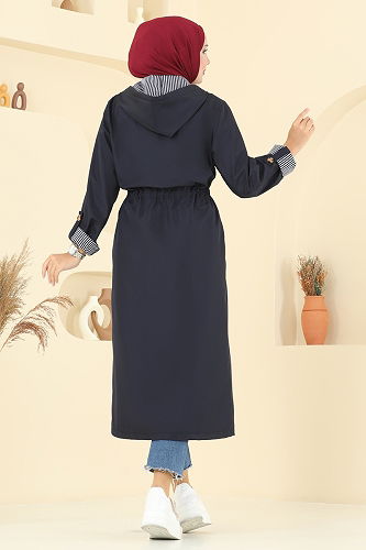 moda selvim Trenchcoat 2511MSA980 Navy Blue - Thumbnail