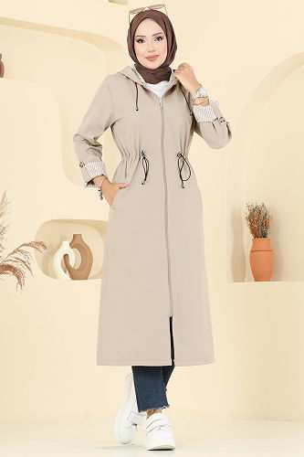 moda selvim Trenchcoat 2511MSA980 Stone - Thumbnail
