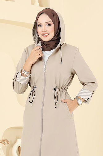 moda selvim Trenchcoat 2511MSA980 Stone - Thumbnail
