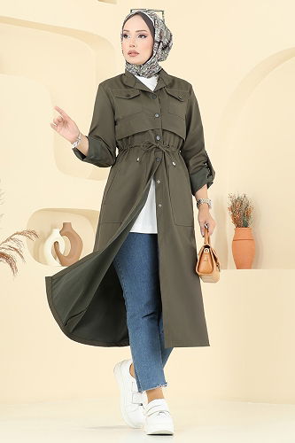 moda selvim Trenchcoat 2512MSA980 Khaki - Thumbnail
