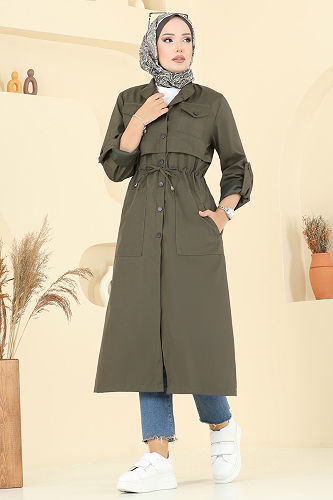 moda selvim Trenchcoat 2512MSA980 Khaki - Thumbnail