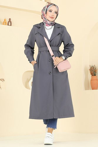 moda selvim Trenchcoat 2513MSA980 Anthracite - Thumbnail