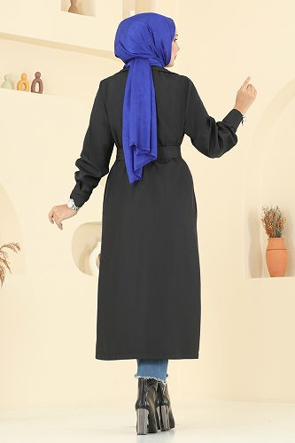 moda selvim Trenchcoat 2513MSA980 Black - Thumbnail