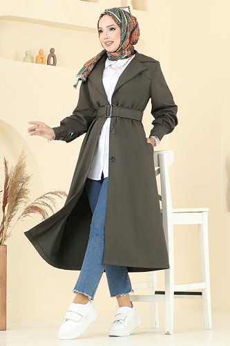 moda selvim Trenchcoat 2513MSA980 Khaki - Thumbnail
