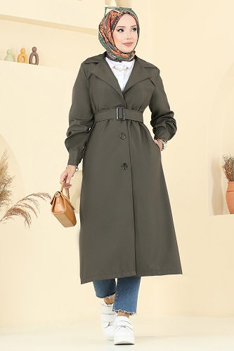 moda selvim Trenchcoat 2513MSA980 Khaki - Thumbnail