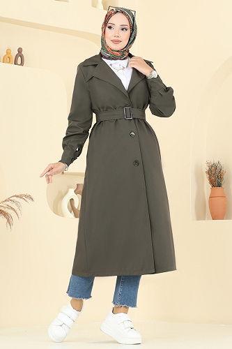moda selvim Trenchcoat 2513MSA980 Khaki - Thumbnail