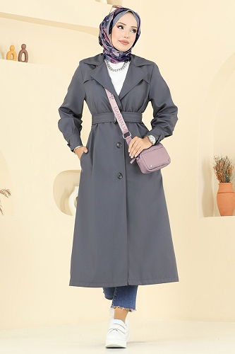 moda selvim Trenchcoat 2513MSA980 Smoked - Thumbnail