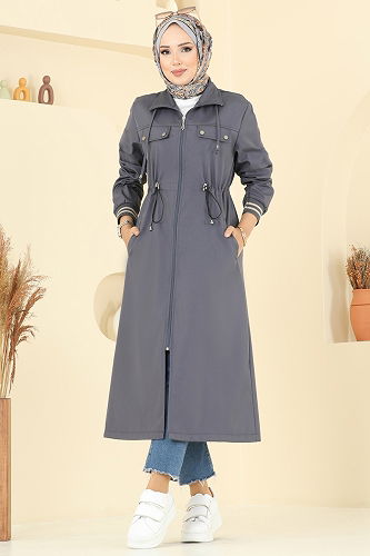 moda selvim Trenchcoat 2514MSA980 Anthracite - Thumbnail