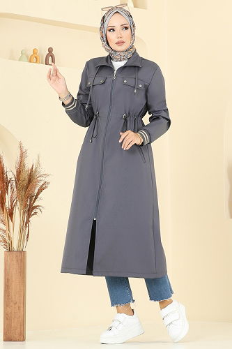 moda selvim Trenchcoat 2514MSA980 Anthracite - Thumbnail