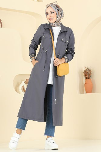 moda selvim Trenchcoat 2514MSA980 Anthracite - Thumbnail