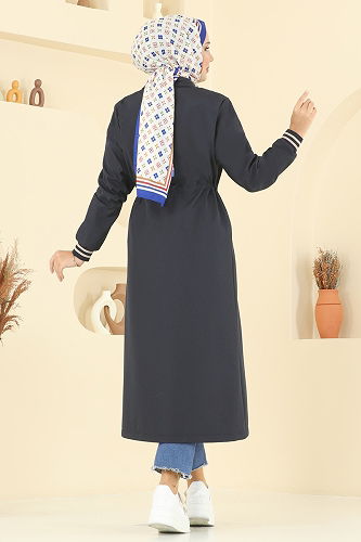moda selvim Trenchcoat 2514MSA980 Navy Blue - Thumbnail