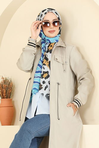 moda selvim Trenchcoat 2514MSA980 Stone - Thumbnail