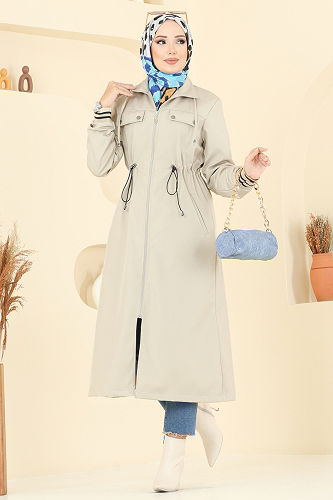moda selvim Trenchcoat 2514MSA980 Stone - Thumbnail