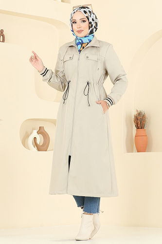 moda selvim Trenchcoat 2514MSA980 Stone - Thumbnail