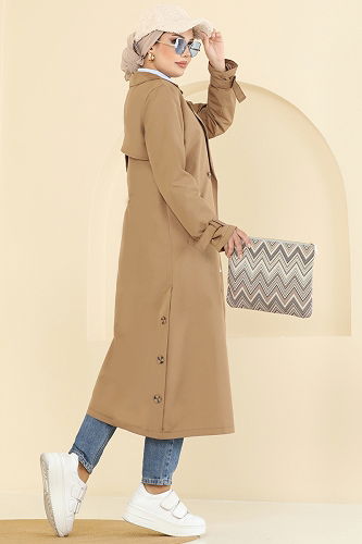 moda selvim Trenchcoat 2515MSA980 Camel - Thumbnail